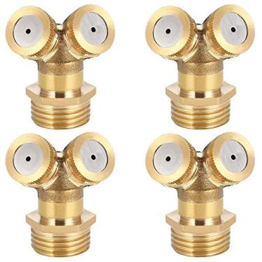 Imagem de ZLYY 4 peças de bocal de pulverização de névoa de 1/10.2 cm, bocal de pulverização agrícola de latão de 2 furos, sistema de irrigação por aspersor de jardim
