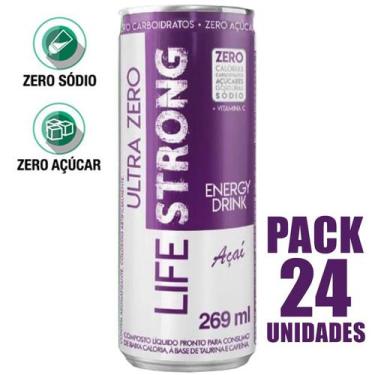 Imagem de Energético Life Strong Energy Drink 24 unidades Sabor Açai