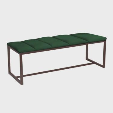 Imagem de Calçadeira Industrial Carla 195cm King Size Quarto Box Cama Ferro Marrom Suede Verde - Ahz Móveis