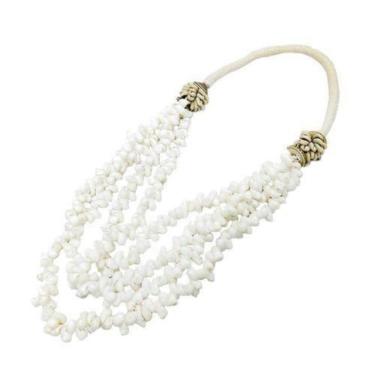 Imagem de Colar de Mesa Branco Decorativo Artesanal Finos Traços Luxo