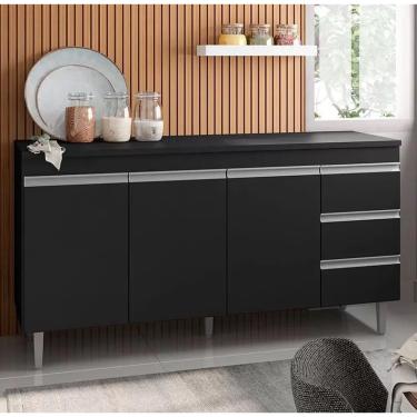 Imagem de Balcão Para Pia ajl Andréia Preto 160 cm S/Tampo e S/Cuba