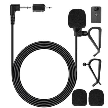 Imagem de CLANMOU Substituição de microfone externo para carro de 3,5 mm, substituição de microfone de rádio de carro compatível com Pioneer Kenwood Boss JVC Sony Jensen Alpine, unidade de cabeça de veículo