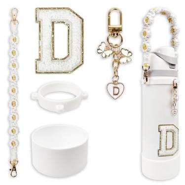 Imagem de Conjunto de monograma fofo de bota de silicone compatível com garrafa de água Owala 1,134 g - Acessórios perfeitos para Owala Tumbler, Owala Free Sip, Pink Owala, Black Owala, copo de café owala