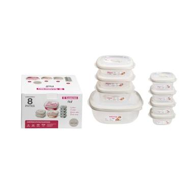 Imagem de Sanremo - Caixa com Conjunto de 8 Potes Plásticos Herméticos, Linha Flor