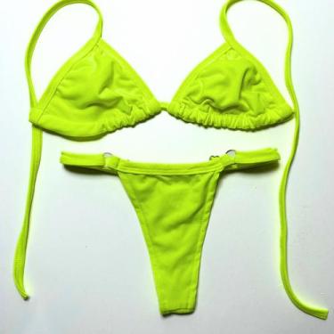 Imagem de Biquini cortininha de fita calcinha regulável - Beira mar, Amarelo neo