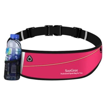 Imagem de SooGree Pochete de corrida para mulheres e homens, impermeável, bolsa de corrida, cinto de dinheiro fino, suporte de telefone para esportes, caminhadas, viagens, alça ajustável, bolsa de treino, leve