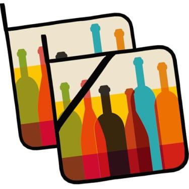 Imagem de Porta-panelas abstratas de vinho, 2 peças, pegador de panela resistente ao calor para churrasco, assar, almofada quente de alimentos para mulheres e homens