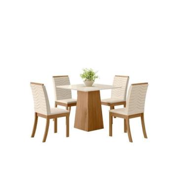 Imagem de Mesa Jantar Dora 90 4 Cadeiras Isa Linho - Henn