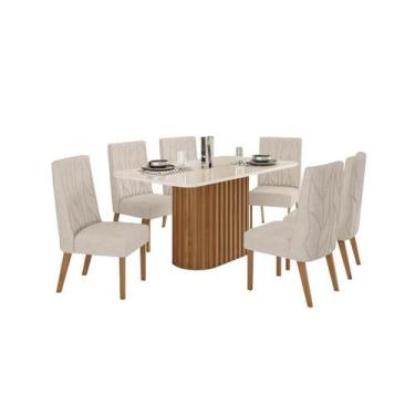 Imagem de Mesa Jantar Solana 160 6 Cadeiras Eloa Linho - Henn