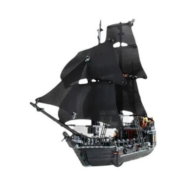 Imagem de Preto Pérola Caribe Navio Pirata Modelo Montagem Brinquedo Veleiro Blo