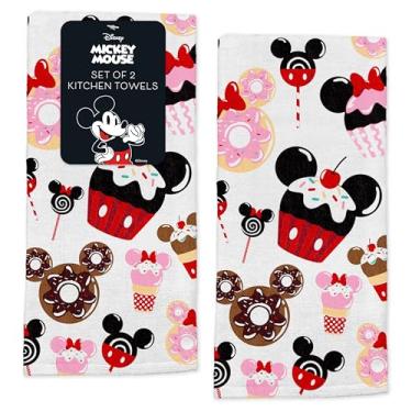 Imagem de Toalhas de cozinha Disney – Pacote com 2 toalhas de cozinha 100% algodão – 41 x 66 cm panos de prato macios e absorventes – Mickey, Minnie e Stitch Designs – Durável, lavável na máquina (doces Mickey