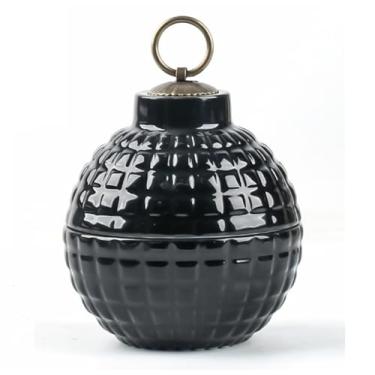 Imagem de Cinzeiro de mesa com tampa criatividade cinzeiros de mesa de cerâmica moderna simples à prova de vento para fumar para uso doméstico escritório ornamentos (tamanho: Black)