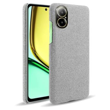 Imagem de Capa para OPPO Realme C67 4G,Capa desenhada em lona,Case Protetora Ultrafina com Empunhadura Macia,Design em Tecido Antichoque e Antiarranhões-Light gray