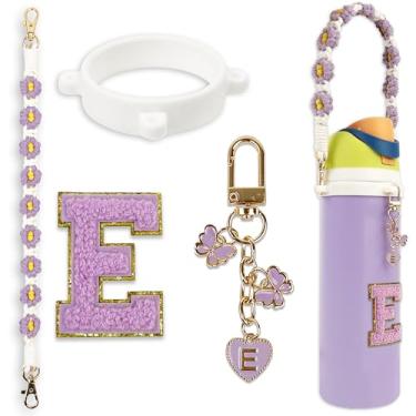 Imagem de Conjunto de pingentes de letras fofas compatível com garrafa de água Owala 680 g, 946 ml, 1,13 g, Owala Kids, copo de café Owala FreeSip – Inclui alça de alça, para acessórios Owala & Stanley Cup