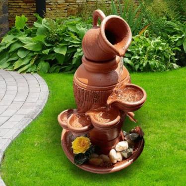 Imagem de Fonte De Agua Barro Decorativa Cascata 3 Quedas Para Jardim De Barro A