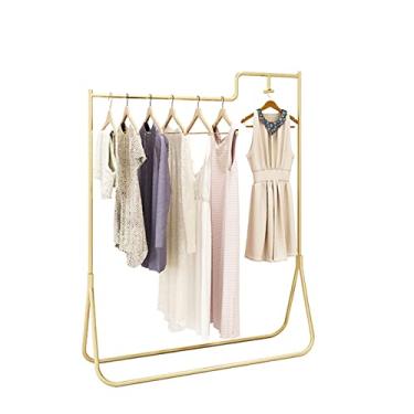 Imagem de Rack de roupas dourado, loja de roupas, expositor de varejo, cabide independente comercial para pendurar roupas, prateleira de armazenamento organizadora resistente/cor dourada/L120*