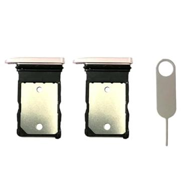 Imagem de 2 peças - Substituição de suporte para bandeja de cartão SIM único + pino ejetor de cartão para Google Pixel 9 Pro (quartzo rosa)