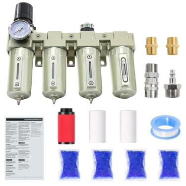 Imagem de 1/5.1 cm NPT Grau Industrial 4 Estágios Secador de ar para Compressor, Compressor de Ar-Sistema Separador de Água para Cortador de Plasma e Spray de Tinta, Sistema de 3Filtro e 1 Secador, Drenagem