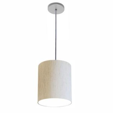 Imagem de Luminária Pendente Vivare Free Lux Md-4104 Cúpula em Tecido, Linho beg