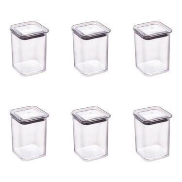 Imagem de Kit 6 Pçs Potes Porta Condimentos Temperos Plasútil Acrílico Tampa Her