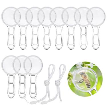 Imagem de IRCHLYN 12 peças de lupa para crianças, 12 peças, lupa de plástico, lente de mão para leitura infantil, aula de ciências, aprendizagem, observação de plantas