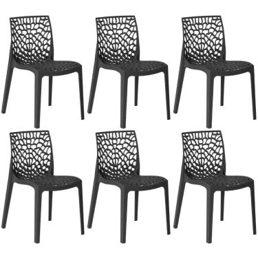 Imagem de Kit 6 Cadeiras De Jantar Gruvyer Design Em Polipropileno - Preto