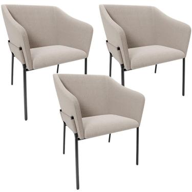 Imagem de Kit 4 Cadeiras Para Sala De Jantar Estar Living Olívia L02 Bouclê Creme - Lyam Decor