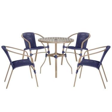 Imagem de 04 Cadeiras Floripa e Mesa Roma 80Cm Fendi e Corda Nautica Trama Origi