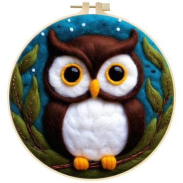 Imagem de Kit iniciante de feltragem de agulha DIY para cães, gatos, corujas, animais, kit de feltro, moldura de espuma, pintura de feltro de lã com moldura de ferramentas e instruções para iniciantes e