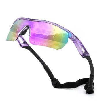 Imagem de FEISEDY Óculos de sol polarizados de beisebol infantil juvenil esportivo ciclismo armação leve UV400 meninos meninas B0236, 10 roxos transparentes e roxos, 67mm