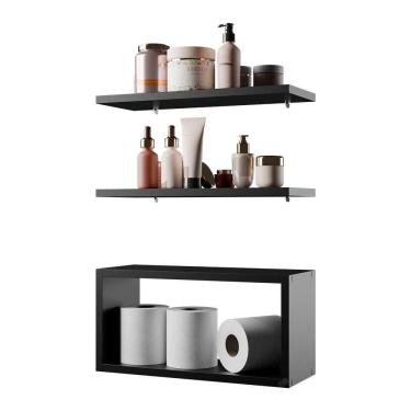 Imagem de Kit Prateleira Nicho Bruges para Banheiro Preto 40 x 12cm