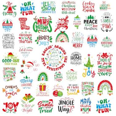 Imagem de Christmas Inspirational Stickers for Crafts Scrapbooking Christmas Bless Saying Sticker Positive Words Decals for Holiday Ornament Ball Window Wall Decals Water Bottle Decoration