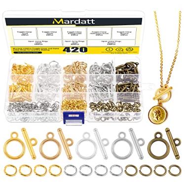 Imagem de Mardatt Conjunto De Fechos Liga Metálica Com 540 Peças, 5 Cores, Sortidos, Argolas Salto, Fecho Em T Redondo, Clipe Extremidade, Conectores Joias Para Chaveiro, Pulseiras, Artesanato Faça Você Mesmo