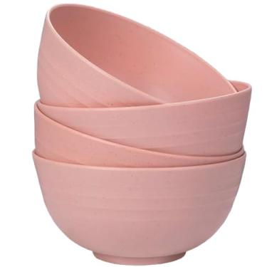 Imagem de Conjunto de 4 tigelas inquebráveis de cereais de palha de trigo, 680 g, seguras para micro-ondas e lava-louças, conjuntos leves de tigela de sopa e salada, tigelas de sobremesa reutilizáveis para