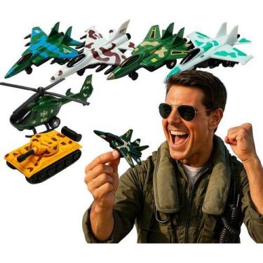 Imagem de Kit 6 Avião De Brinquedo Fricçao Tropas Militares De Guerra - dute toy