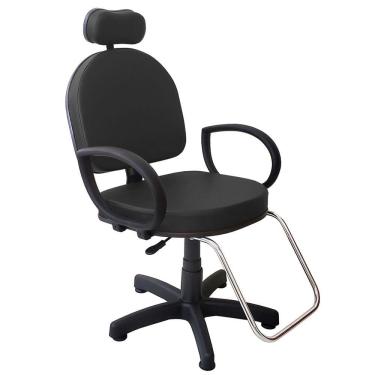 Imagem de Cadeira Poltrona Salão Cabeleireiro Preta Roma Pistão A Gás