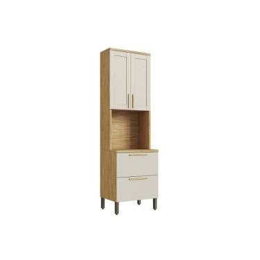 Imagem de Prateleira de Cozinha Paneleiro Riesling c/ 4 Portas e 1 Nicho p/ Forno 70cm Amendoa/Off White - Ronipa