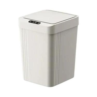 Imagem de Lixeira Inteligente Branca Com Sensor Automático Elétrica 13L À Prova 