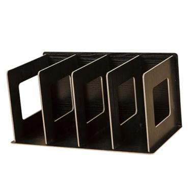 Imagem de IEUDNS Estante de madeira para livros, organizador de mesa para livros, multifuncional, moderno, portátil, para DVD, para dormitório, escritório, Preto