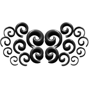 Imagem de 1 CONJUNTO PRETO CRESCENTE Acrílico Espiral Caracol Plugues Extensor de Orelha Extensor Calibres Alongamento Redemoinho Orelhas Túneis Kit Twist Plug Body Piercing Joalheria Feminino 1.6 2 2.5 3 4 5 6