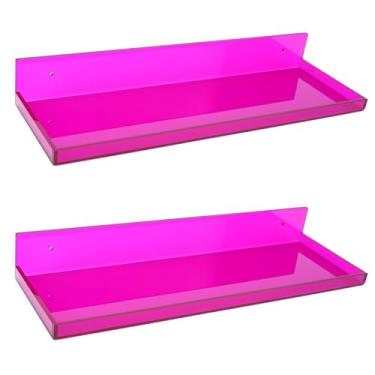 Imagem de Prateleiras flutuantes para parede, quarto, banheiro, cozinha, plantas, prateleira flutuante de acrílico, 41 x 14 cm, adesivo resistente, sem broca, pacote com 2, roxo