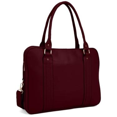 Imagem de Bolsa Feminina Pasta Executiva para Notebook até 15.6” Reforçada Couro Ecológico para Trabalho, Reuniões e Dia a Dia Tamanho Grande (Vermelho)
