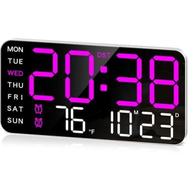 Imagem de MASHI Relógio De Parede Digital Grande De 8,4'', Despertador Led Com Dígitos Grandes, Data, Temperatura, Horário De Verão, Design De Decoração Moderno Para Mesa, Brilho De 5 Níveis Para Sala, Quarto