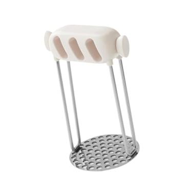 Imagem de YIJU Amassador de batatas, amassador de alimentos, utensílios de cozinha fáceis de limpar, auxiliar de alimentação para bebês, espremedor de batatas de aço, Branco