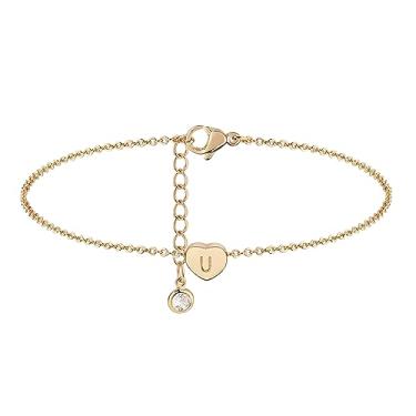 Imagem de WEARON Tornozeleira de corrente delicada banhada a ouro 14 K com pingente bonito azul olho turco zircônia cúbica pérola corrente de moeda dupla corrente Boho praia presente de amizade personalizado Dourado