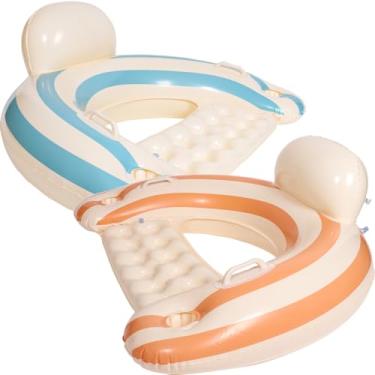 Imagem de 2 peças de anéis infláveis de natação para piscina, flutuadores aquáticos, divertidos, grandes, para adultos, para praia, lago, verão, férias, festa na praia (Listrado de pirulito, 2)
