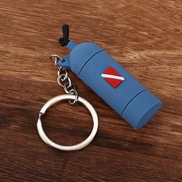 Imagem de aqxreight PVC Keyring Diving Tem Tema de Mergulho Chave do Cilindro Chave de Keychain Grey (Azul)