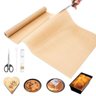 Imagem de Honeydak Rolo reutilizável de silicone para assar, 30,5 x 1,5 m, espesso, livre de corte, assadeira com tesouras e fita, tapete de pastelaria antiaderente para massa, forno, fritadeira a ar