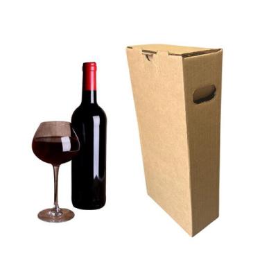 Imagem de Caixa de Papelão para Transporte de 2 Garrafas de Vinho SemiKraft 16x8
