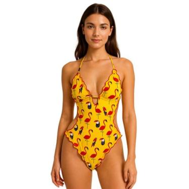 Imagem de Maiô Feminino Engana Mamãe Com Bojo Estampado e Calcinha Empina Bumbum